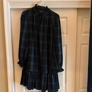 J. Crew Navy and Green Plaid Kids Dress